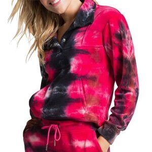 NWOT Juicy Couture Sunset Tie Dye Half Snap Pullover S Velour